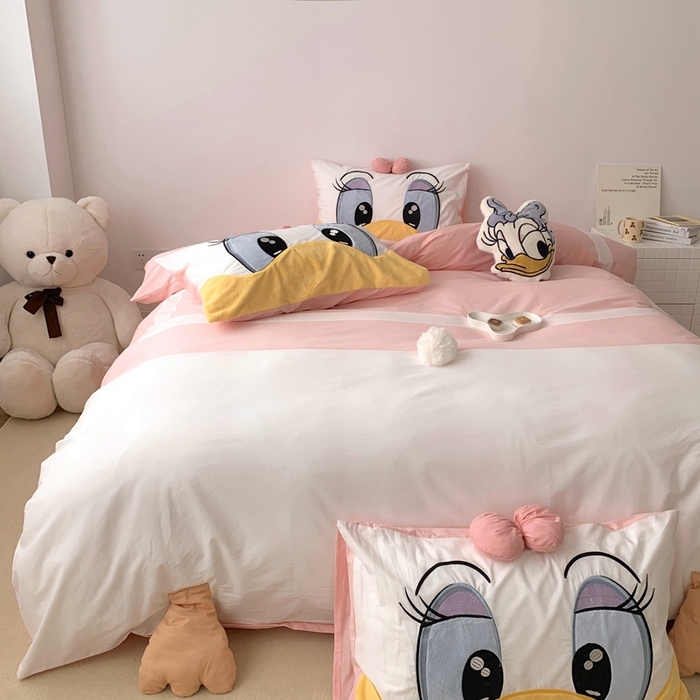 91家纺网 家纺一手货源 找家纺 朗莎 2023新款迪士尼系列水洗棉四件套 黛西