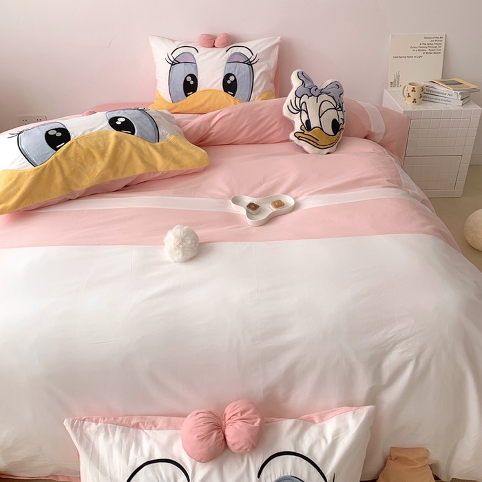 91家纺网 家纺一手货源 找家纺 朗莎 2023新款迪士尼系列水洗棉四件套 黛西