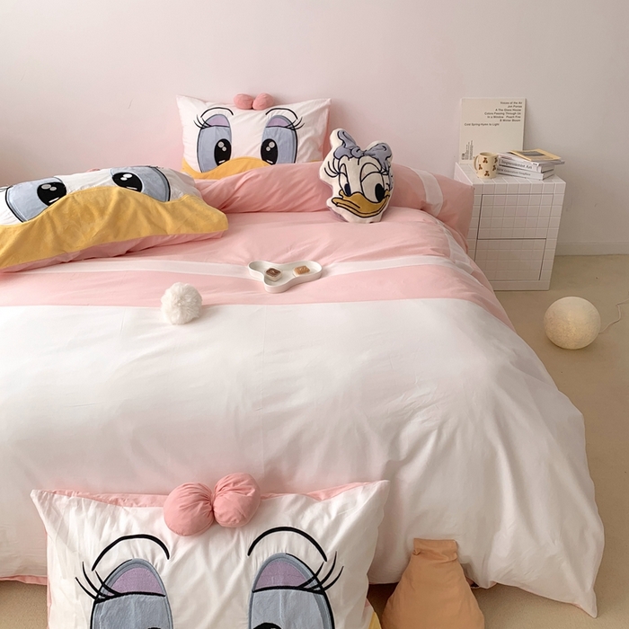 91家纺网 家纺一手货源 找家纺 朗莎 2023新款迪士尼系列水洗棉四件套 黛西