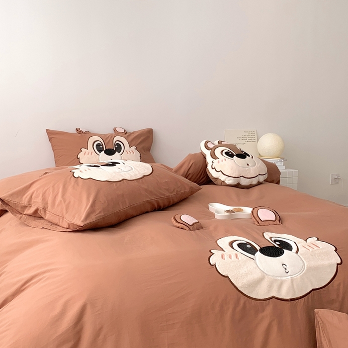 91家纺网 家纺一手货源 找家纺 朗莎 2023新款迪士尼系列水洗棉四件套 奇奇