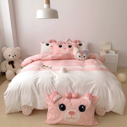 朗莎 2023新款迪士尼系列水洗棉四件套 蝴蝶结贝尔