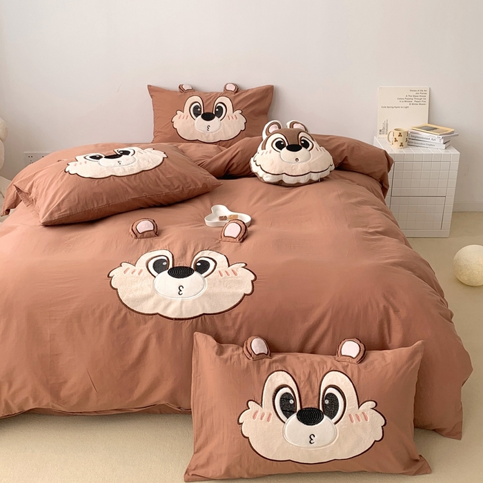 91家纺网 家纺一手货源 找家纺 朗莎 2023新款迪士尼系列水洗棉四件套 奇奇