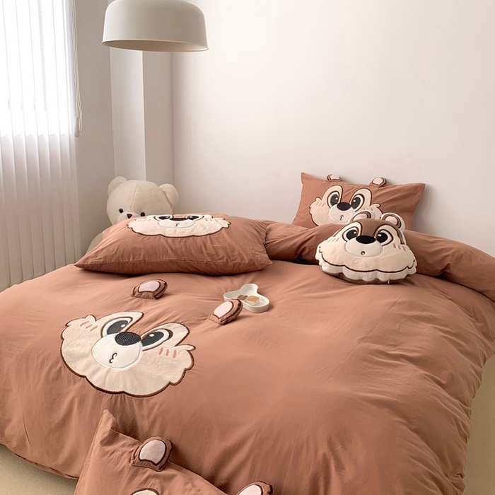 91家纺网 家纺一手货源 找家纺 朗莎 2023新款迪士尼系列水洗棉四件套 蝴蝶结贝尔