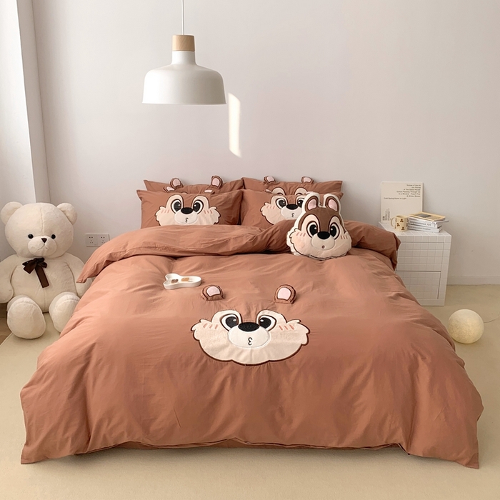 91家纺网 家纺一手货源 找家纺 朗莎 2023新款迪士尼系列水洗棉四件套 奇奇