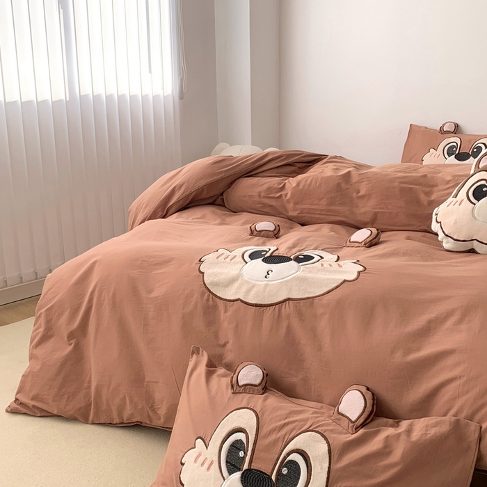 91家纺网 家纺一手货源 找家纺 朗莎 2023新款迪士尼系列水洗棉四件套 奇奇