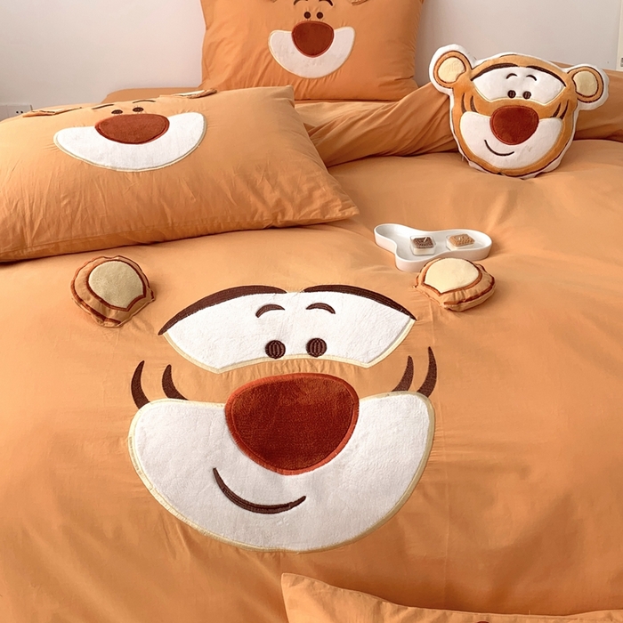 91家纺网 家纺一手货源 找家纺 朗莎 2023新款迪士尼系列水洗棉四件套 跳跳虎