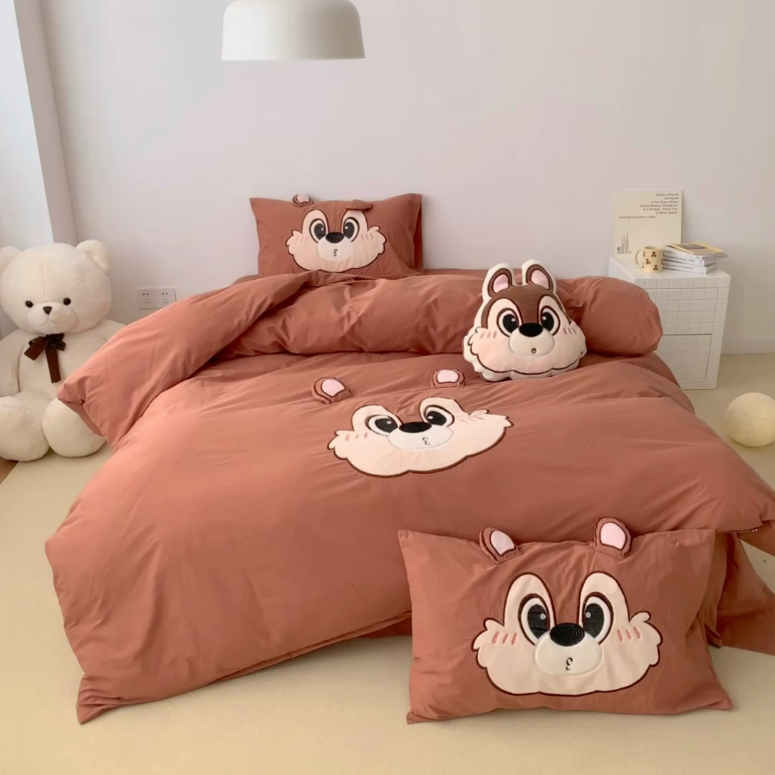 91家纺网 家纺一手货源 找家纺 朗莎 2023新款迪士尼系列水洗棉四件套 奇奇