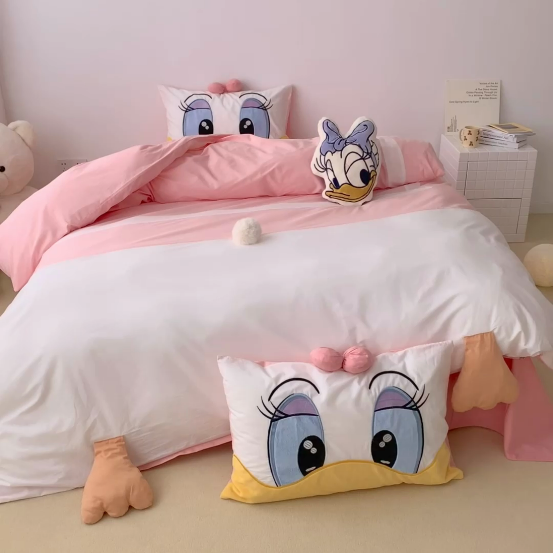 91家纺网 家纺一手货源 找家纺 朗莎 2023新款迪士尼系列水洗棉四件套 黛西