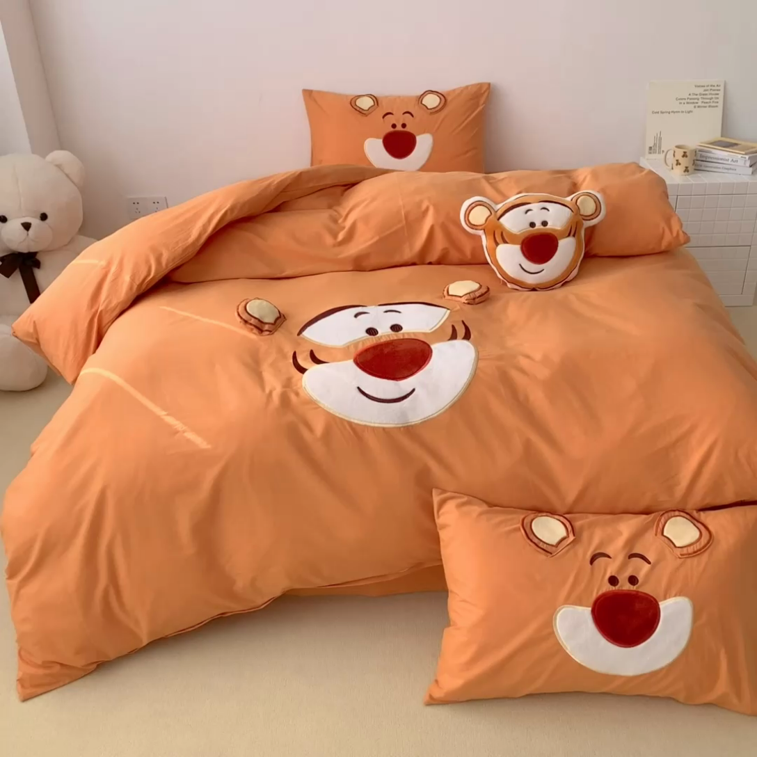 91家纺网 家纺一手货源 找家纺 朗莎 2023新款迪士尼系列水洗棉四件套 跳跳虎