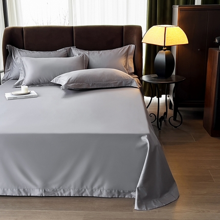 91家纺网 家纺一手货源 找家纺 总嘉悦2023新款50*50S双股长绒棉简约纯色埋绳单品床单邂逅