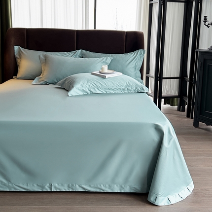 91家纺网 家纺一手货源 找家纺 总嘉悦2023新款50*50S双股长绒棉简约纯色埋绳单品床单邂逅