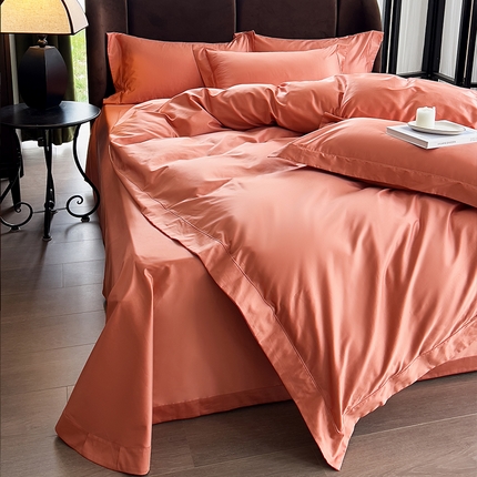 91家纺网 家纺一手货源 找家纺 总嘉悦2023新款50*50S双股长绒棉简约纯色埋绳单品被套邂逅