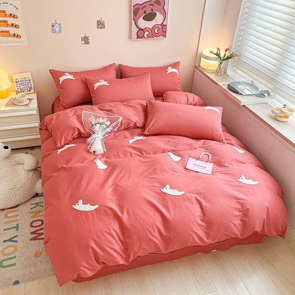 91家纺网 家纺一手货源 找家纺 莱登卡奴 2023新款全棉13374毛巾绣系列四件套 兔兔