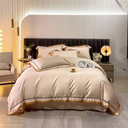 91家纺网 家纺一手货源 找家纺 （总）鼎飞 2023新款全棉澳棉拼接绣花四件套--蒙德系列