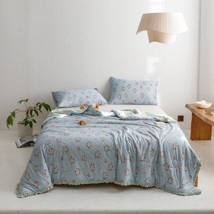 有货 2023新款法式针织被印花夏被 芳若