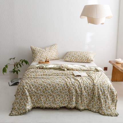 有货 2023新款法式针织被印花夏被 梨园