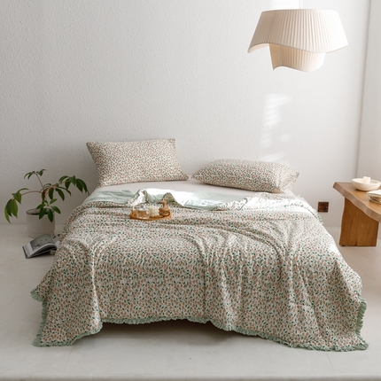 有货 2023新款法式针织被印花夏被 叶朵