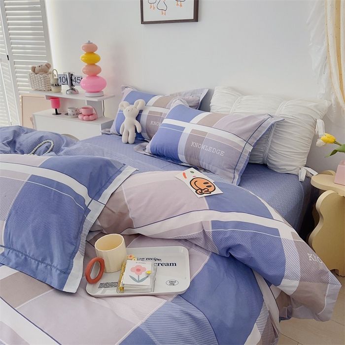 91家纺网 家纺一手货源 找家纺 于果 新款全棉13370四件套 爱玛名爵-蓝