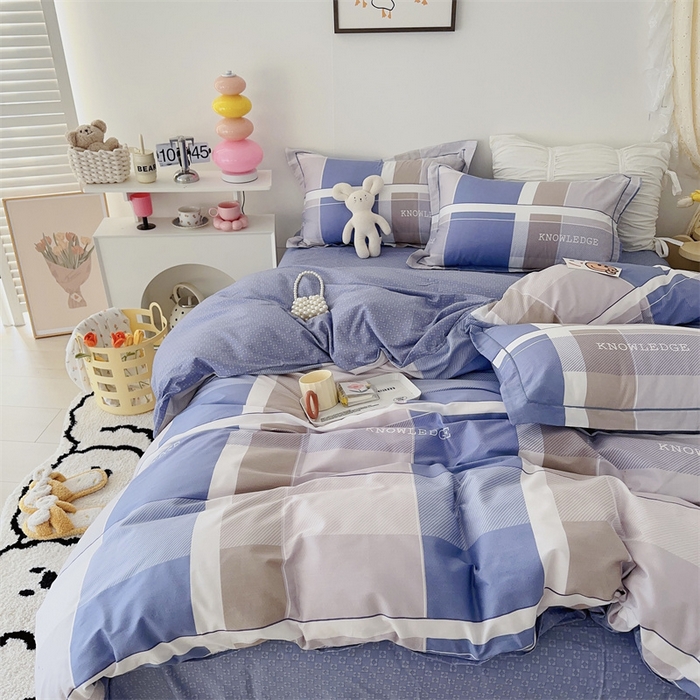 91家纺网 家纺一手货源 找家纺 于果 新款全棉13370四件套 爱玛名爵-蓝