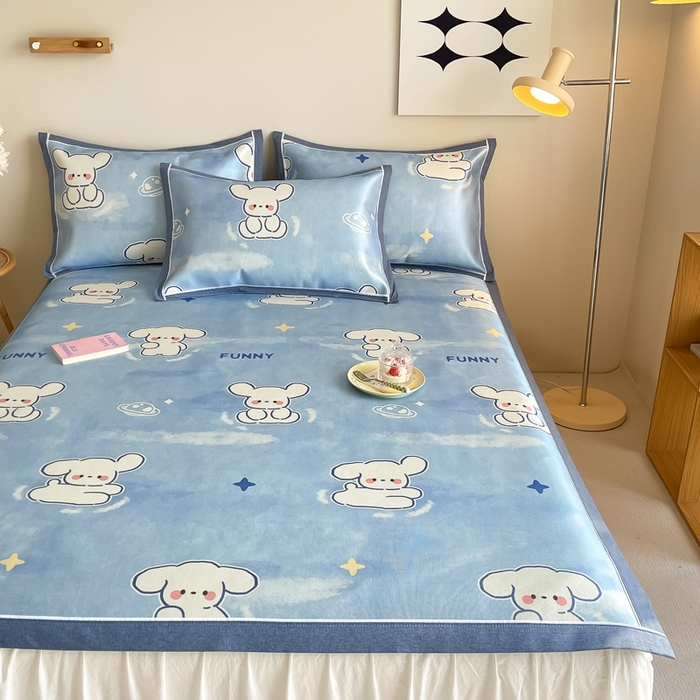 91家纺网 家纺一手货源 找家纺 懒猫 2024新款600D数码印花冰丝席 俏皮旺柴