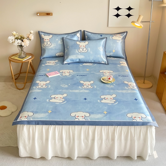 91家纺网 家纺一手货源 找家纺 懒猫 2024新款600D数码印花冰丝席 俏皮旺柴