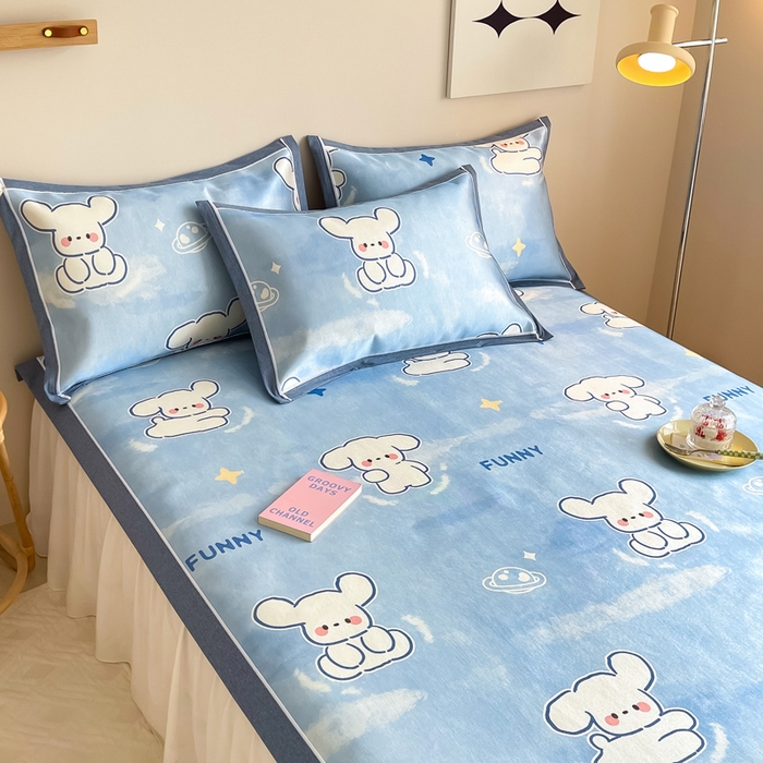 91家纺网 家纺一手货源 找家纺 懒猫 2024新款600D数码印花冰丝席 俏皮旺柴