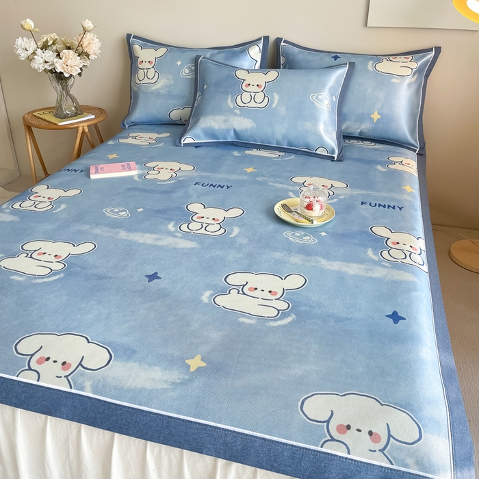 91家纺网 家纺一手货源 找家纺 懒猫 2024新款600D数码印花冰丝席 俏皮旺柴