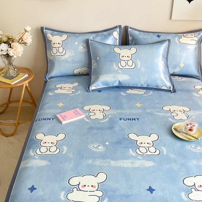 91家纺网 家纺一手货源 找家纺 懒猫 2024新款600D数码印花冰丝席 俏皮旺柴