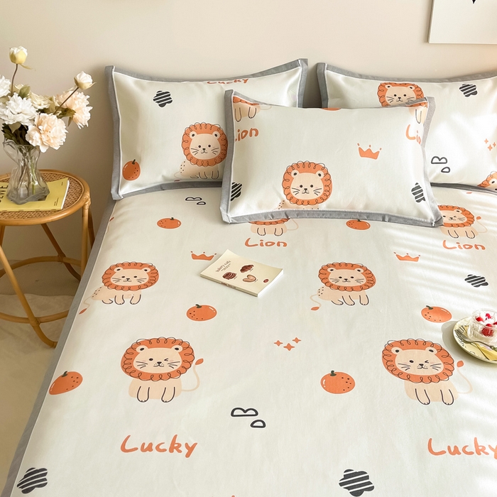 91家纺网 家纺一手货源 找家纺 懒猫 2024新款600D数码印花冰丝席 狮子乐园