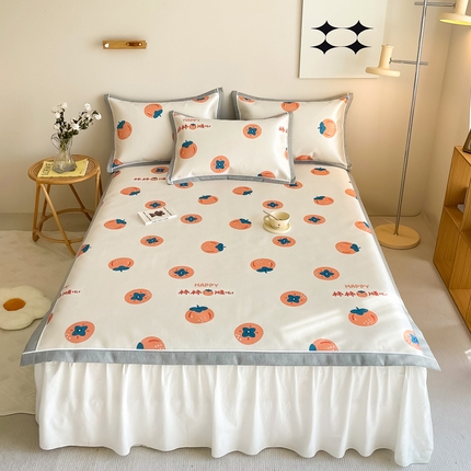 懒猫 2024新款600D数码印花冰丝席 柿柿顺心