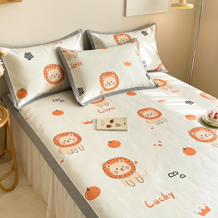 91家纺网 家纺一手货源 找家纺 懒猫 2024新款600D数码印花冰丝席 狮子乐园