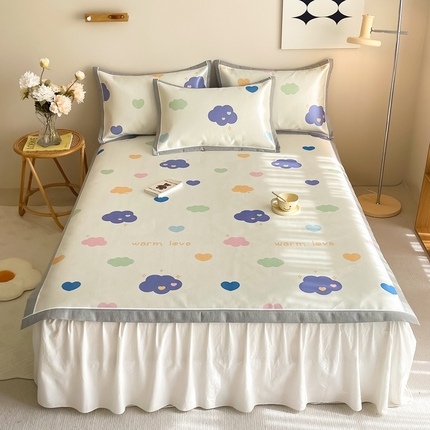 懒猫 2024新款600D数码印花冰丝席 小云朵