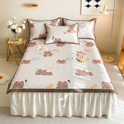 91家纺网 家纺一手货源 找家纺 懒猫 2024新款600D数码印花冰丝席 小懒熊