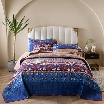 91家纺网 家纺一手货源 找家纺 星期三 2023年新款绗缝磨毛床盖三件套（加老板微信有会员价） 艾尔莎