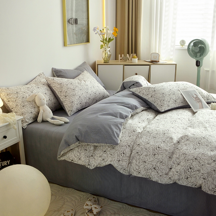 91家纺网 家纺一手货源 找家纺 千朵 2023新款13372全棉印花四件套 爱丽花园