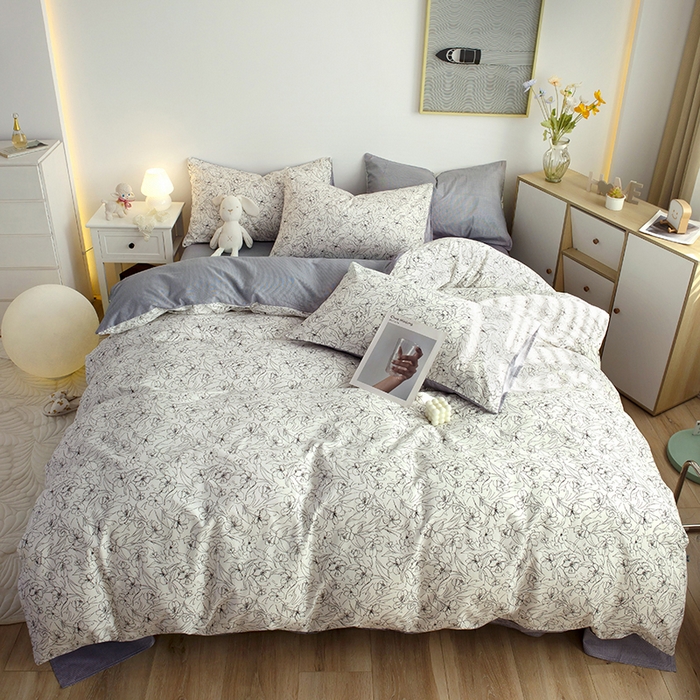 91家纺网 家纺一手货源 找家纺 千朵 2023新款13372全棉印花四件套 爱丽花园