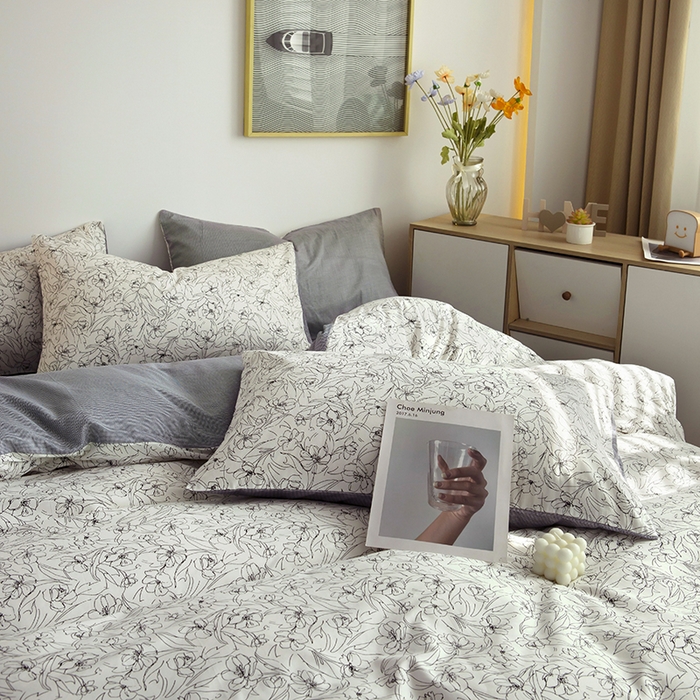 91家纺网 家纺一手货源 找家纺 千朵 2023新款13372全棉印花四件套 爱丽花园