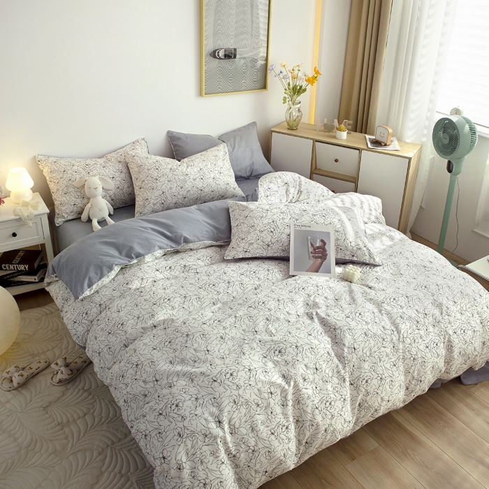 91家纺网 家纺一手货源 找家纺 千朵 2023新款13372全棉印花四件套 爱丽花园