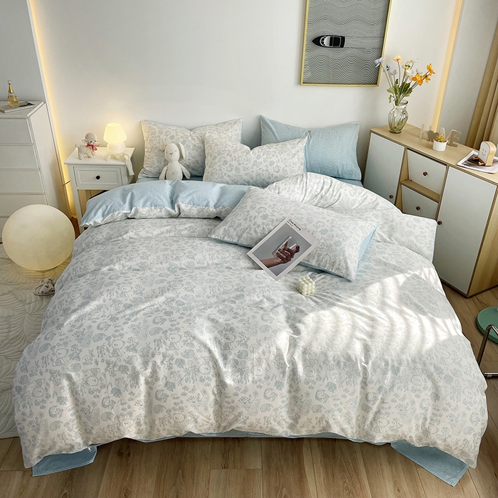 91家纺网 家纺一手货源 找家纺 千朵 2023新款13372全棉印花四件套 爱满园兰