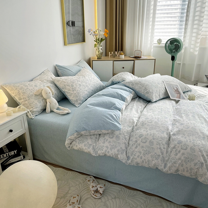 91家纺网 家纺一手货源 找家纺 千朵 2023新款13372全棉印花四件套 爱满园兰