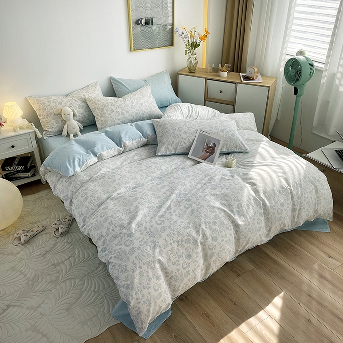 91家纺网 家纺一手货源 找家纺 千朵 2023新款13372全棉印花四件套 爱满园兰