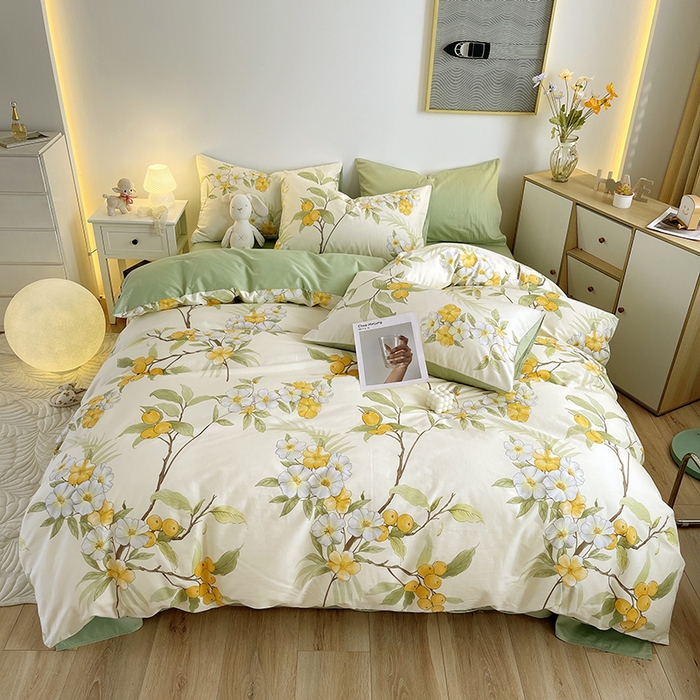 91家纺网 家纺一手货源 找家纺 千朵 2023新款13372全棉印花四件套 法尔曼