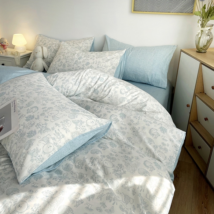 91家纺网 家纺一手货源 找家纺 千朵 2023新款13372全棉印花四件套 爱满园兰