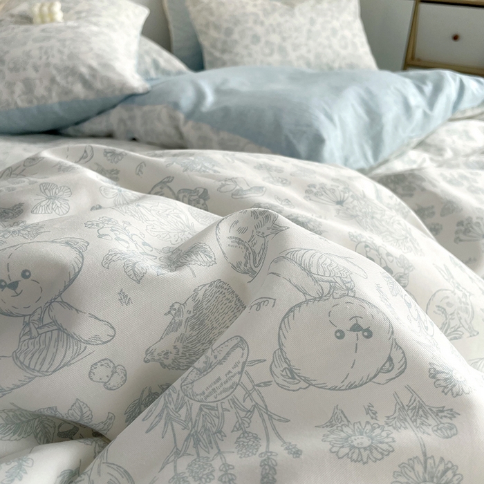 91家纺网 家纺一手货源 找家纺 千朵 2023新款13372全棉印花四件套 爱满园兰