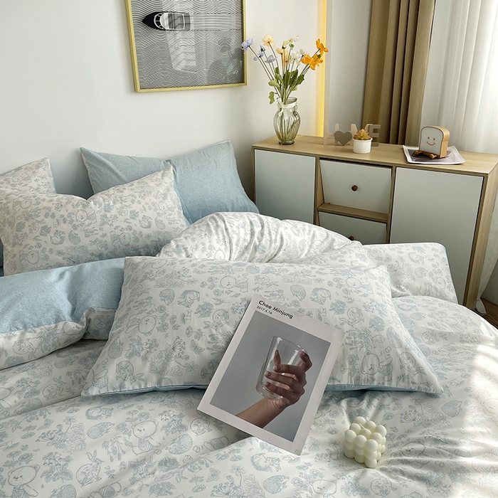 91家纺网 家纺一手货源 找家纺 千朵 2023新款13372全棉印花四件套 爱满园兰