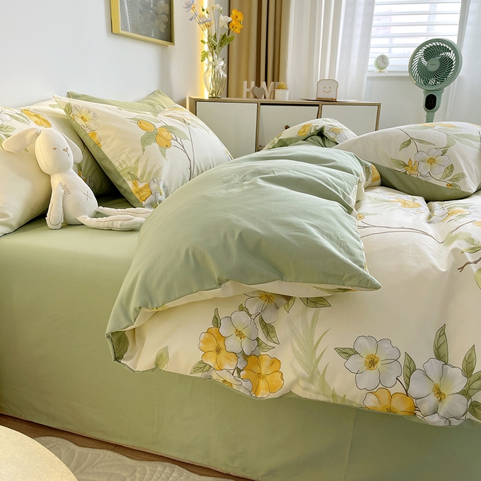 91家纺网 家纺一手货源 找家纺 千朵 2023新款13372全棉印花四件套 法尔曼