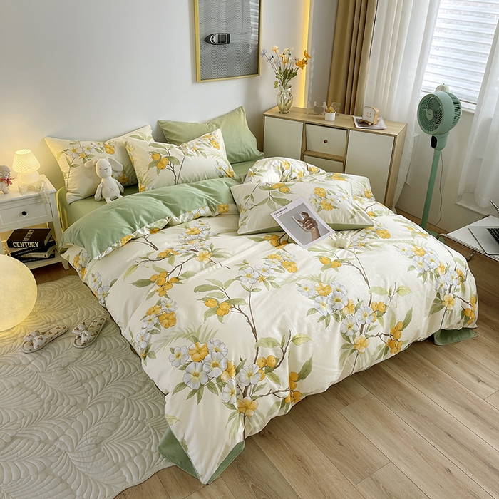 91家纺网 家纺一手货源 找家纺 千朵 2023新款13372全棉印花四件套 法尔曼