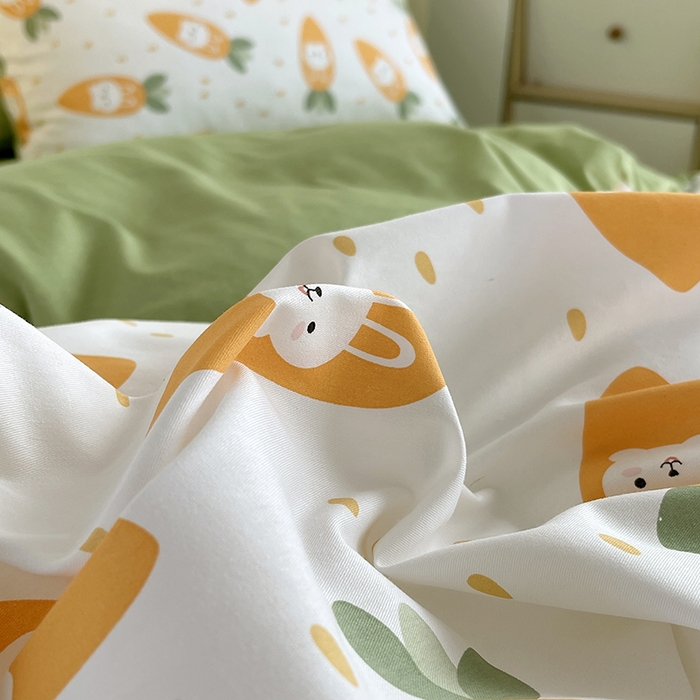 91家纺网 家纺一手货源 找家纺 千朵 2023新款13372全棉印花四件套 萝卜兔