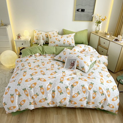 千朵 2023新款13372全棉印花四件套 萝卜兔