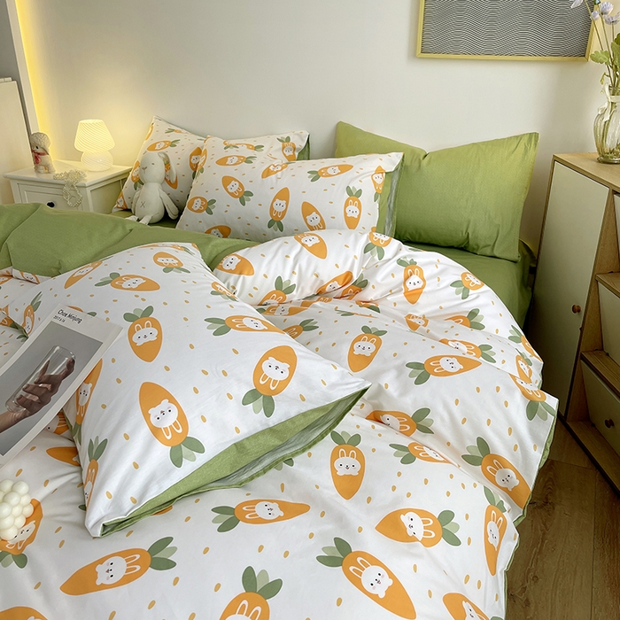 91家纺网 家纺一手货源 找家纺 千朵 2023新款13372全棉印花四件套 萝卜兔